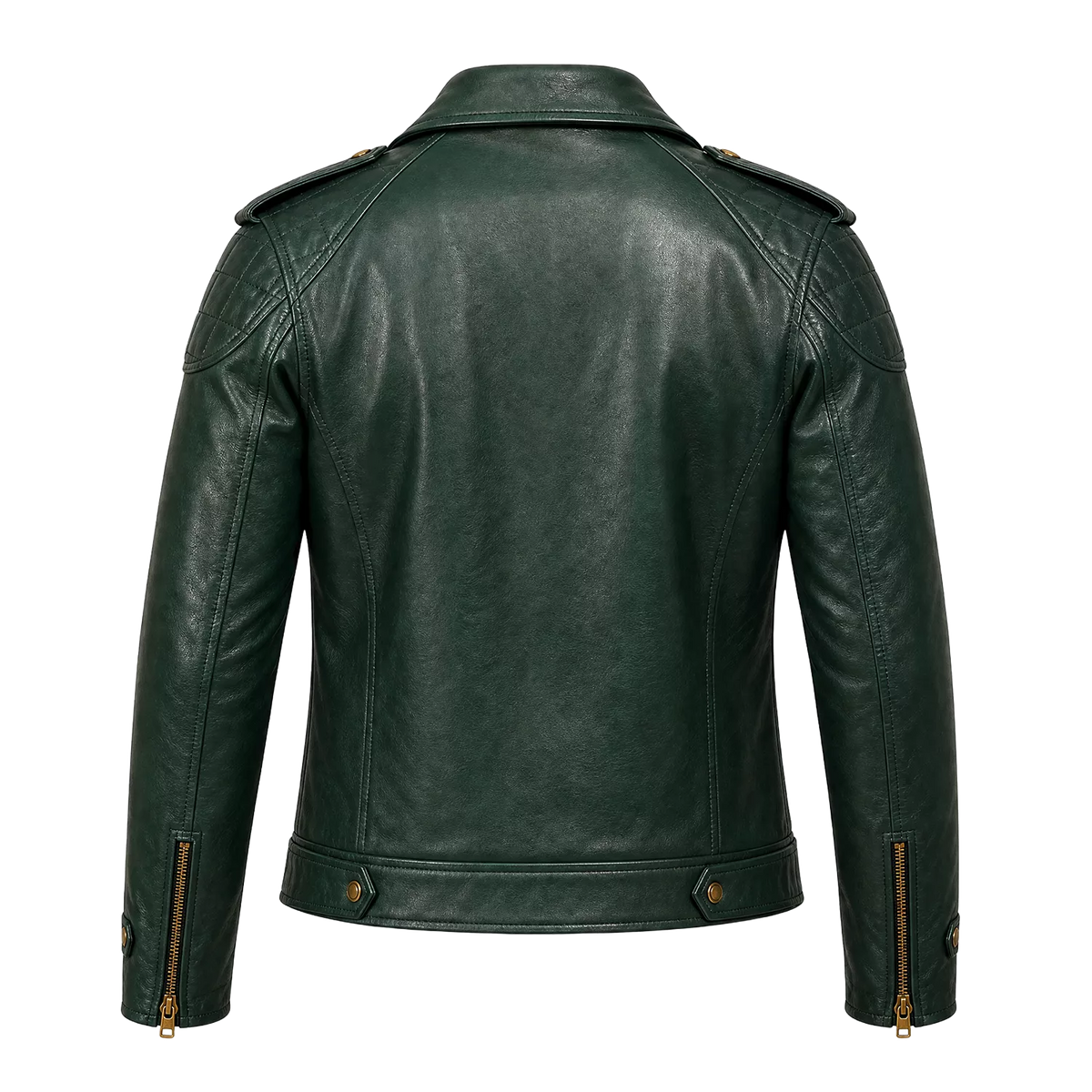 Men’s Vintage Green Leather Motorcycle Jacket | Belted Rider Style