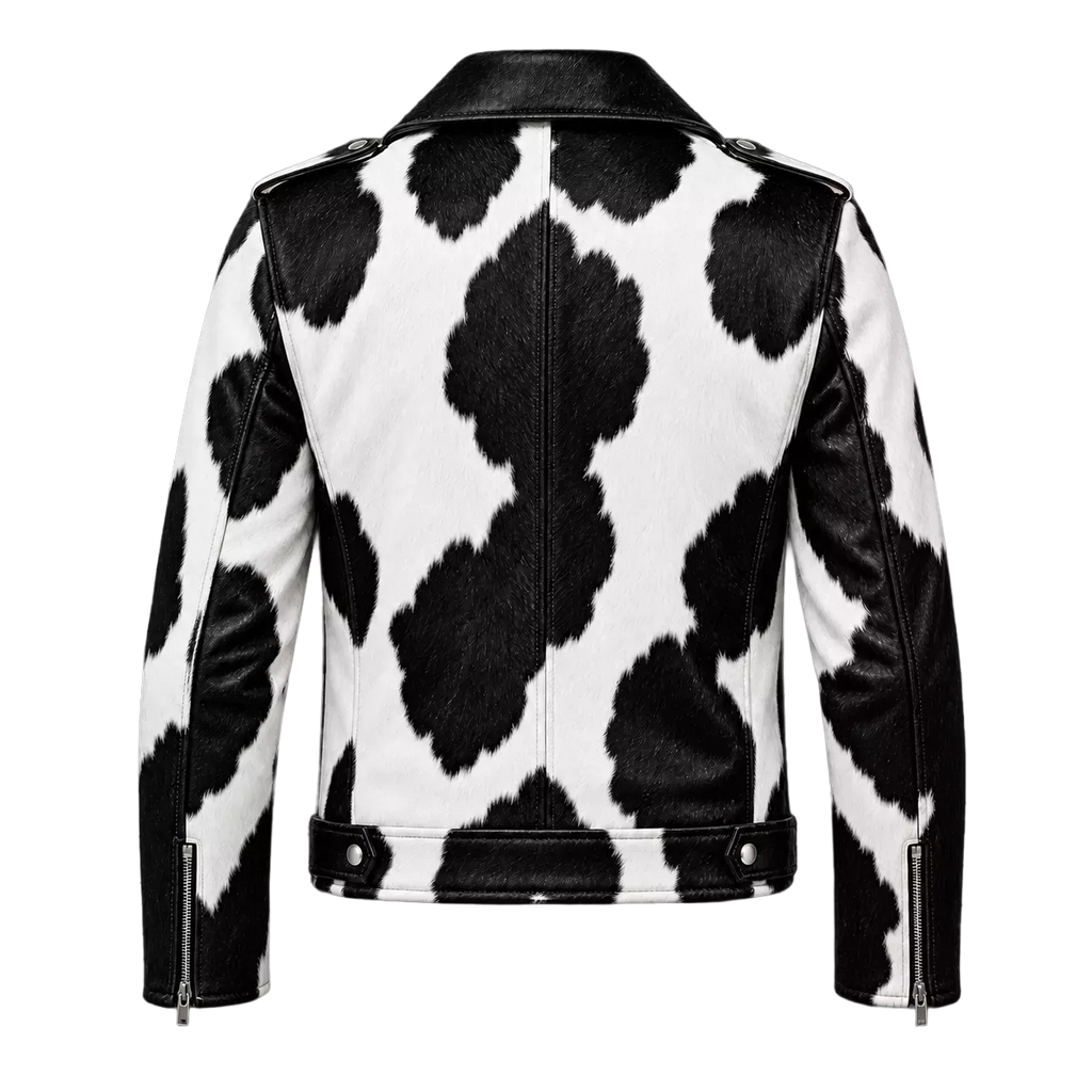 Men’s Cowhide Leather Biker Jacket | Real Hair On Western Motorcycle Outerwear