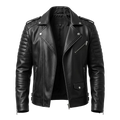 Men’s Premium Faux Leather Biker Jacket with Ribbed Shoulder Padding and Asymmetrical Zip