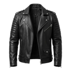 Men’s Premium Faux Leather Biker Jacket with Ribbed Shoulder Padding and Asymmetrical Zip
