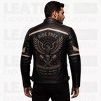 Vintage Biker Leather Jacket for Men - Retro Distressed Leather Coat