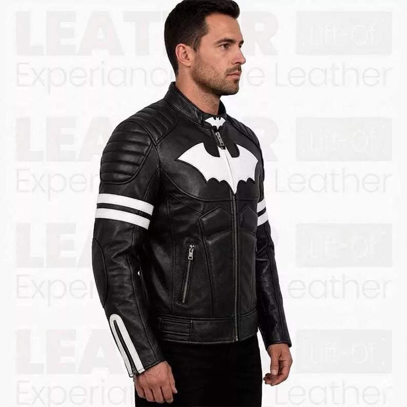 Batman Inspired Black Biker Coat for Men, Motorcycle Outerwear, Superhero Cosplay Costume | Comic Fans