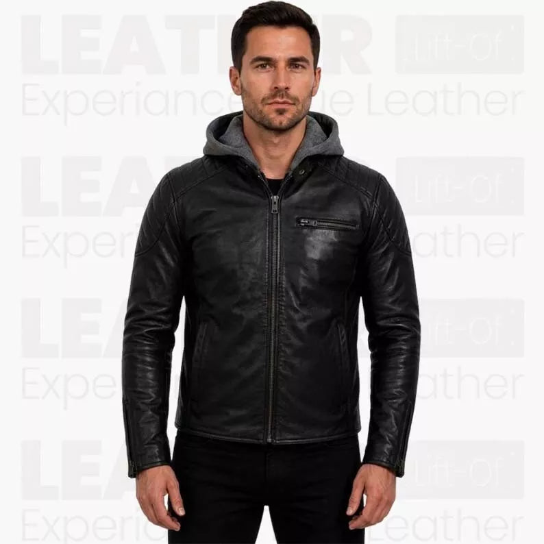 Batman Hoodie for Men - Black Superhero Biker Jacket - Motorcycle Leather Coat - Cosplay Jacket