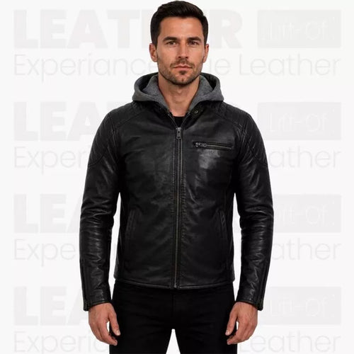 Batman Hoodie for Men - Black Superhero Biker Jacket - Motorcycle Leather Coat - Cosplay Jacket