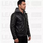 Batman Hoodie for Men - Black Superhero Biker Jacket - Motorcycle Leather Coat - Cosplay Jacket