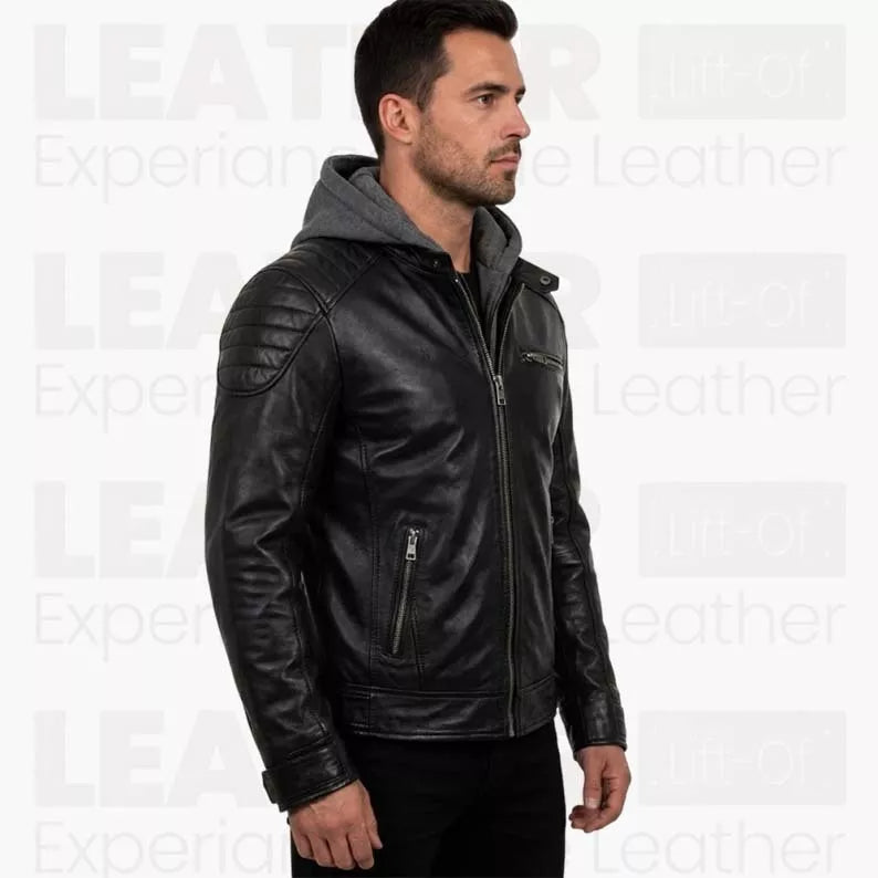 Batman Hoodie for Men - Black Superhero Biker Jacket - Motorcycle Leather Coat - Cosplay Jacket