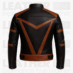 Men's Black & Brown Trending Leather Racer Jacket – Premium Color Block Motorcycle Jacket