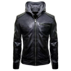 Batman Hoodie for Men - Black Superhero Biker Jacket - Motorcycle Leather Coat - Cosplay Jacket