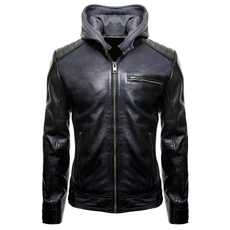 Batman Hoodie for Men - Black Superhero Biker Jacket - Motorcycle Leather Coat - Cosplay Jacket