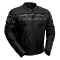 Skull Leather Jacket for Men - Gothic Biker Jacket - Black Motorcycle Coat