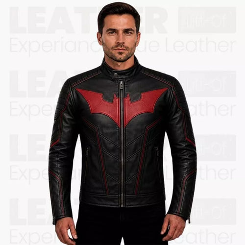 Batman Beyond Inspired Black Red Leather Jacket for Men | Superhero Motorcycle Biker Jacket -
