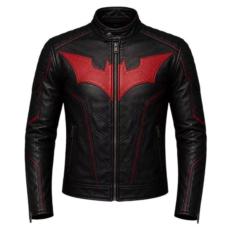 Batman Beyond Inspired Black Red Leather Jacket for Men | Superhero Motorcycle Biker Jacket -