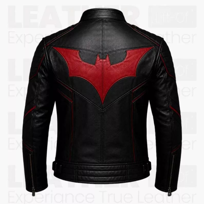 Batman Beyond Inspired Black Red Leather Jacket for Men | Superhero Motorcycle Biker Jacket -