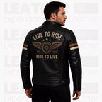 Men's Vintage Cafe Racer Motorcycle Coat - Black Biker Outerwear - Retro Ride To Live Style description : Classic Motorcycle Style Meets Timeless Craftsmanship