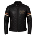 Men's Vintage Cafe Racer Motorcycle Coat - Black Biker Outerwear - Retro Ride To Live Style description : Classic Motorcycle Style Meets Timeless Craftsmanship