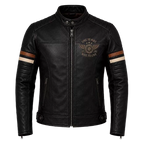 Men's Vintage Cafe Racer Motorcycle Coat - Black Biker Outerwear - Retro Ride To Live Style description : Classic Motorcycle Style Meets Timeless Craftsmanship