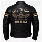Men's Vintage Cafe Racer Motorcycle Coat - Black Biker Outerwear - Retro Ride To Live Style description : Classic Motorcycle Style Meets Timeless Craftsmanship