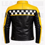 Men's Yellow Black Racing Motorcycle Coat - Cafe Racer Outerwear - Checkered Biker Style description : Inspired by Classic Racing Heritage