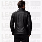 Men’s Black Biker Leather Jacket | Quilted Café Racer Jacket