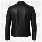 Men’s Black Biker Leather Jacket | Quilted Café Racer Jacket