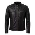 Men’s Black Biker Leather Jacket | Quilted Café Racer Jacket