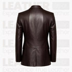 Men’s Dark Brown Leather Blazer | Classic Leather Suit Jacket