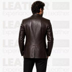 Men’s Dark Brown Leather Blazer | Classic Leather Suit Jacket