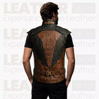Men’s Brown & Black Leather Warrior Waistcoat | Medieval Fantasy Vest