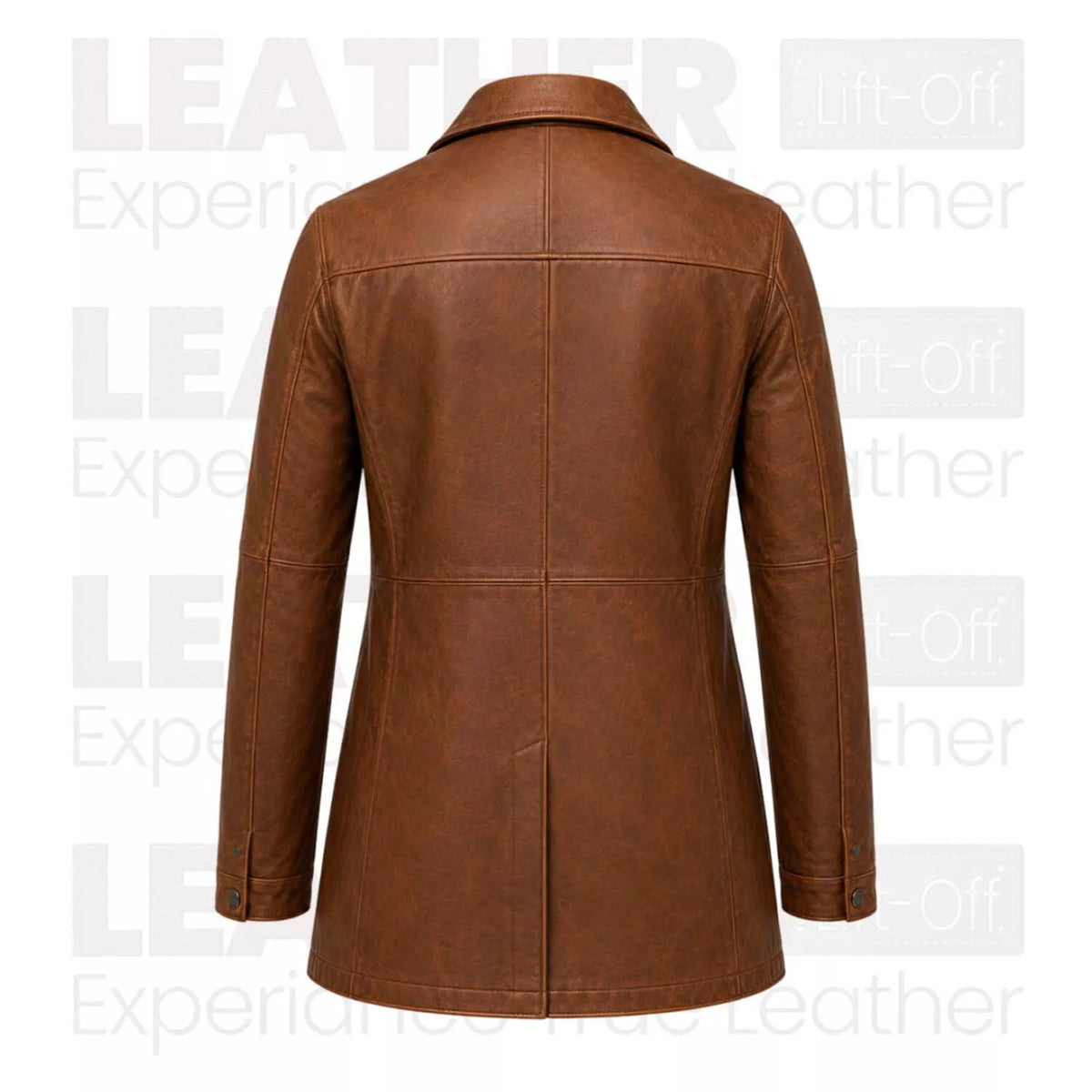 Women’s Brown Leather Workwear Coat | Vintage Button Front Utility Jacket