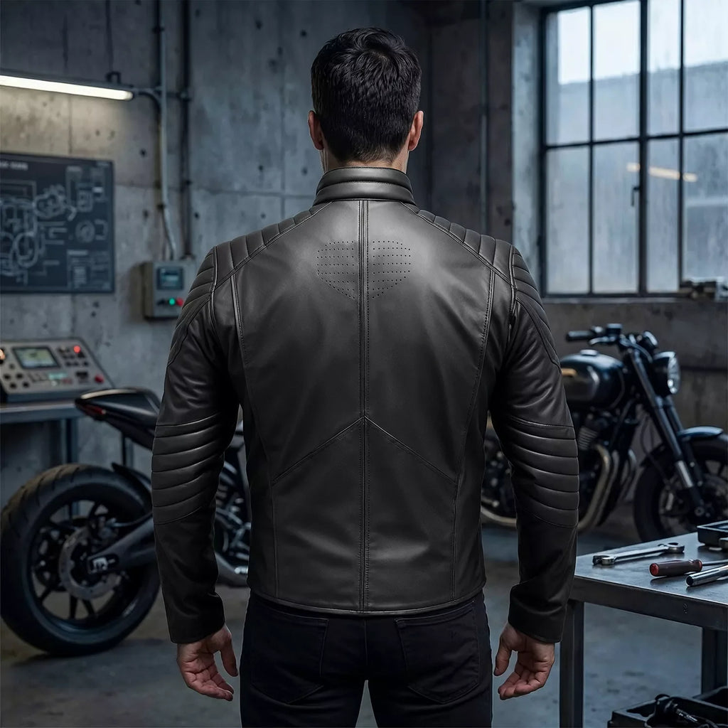 Black Superhero Leather Jacket for Men - Motorcycle Biker Jacket