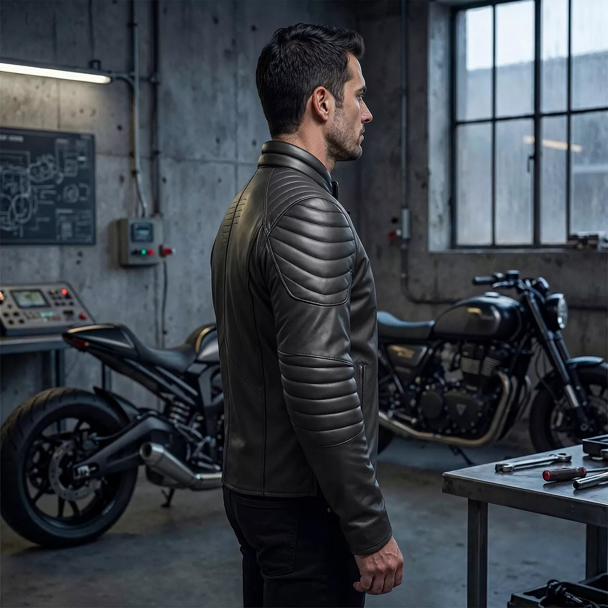 Black Superhero Leather Jacket for Men - Motorcycle Biker Jacket