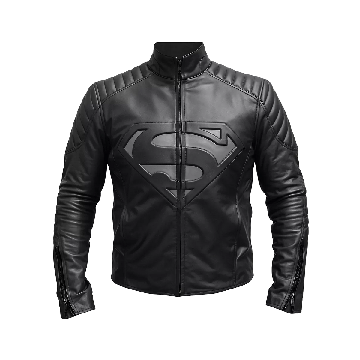 Black Superhero Leather Jacket for Men - Motorcycle Biker Jacket