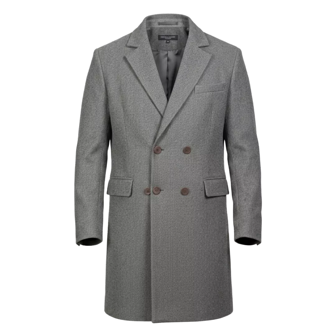 The Kensington Double-Breasted Overcoat – Slate Grey Heritage Wool
