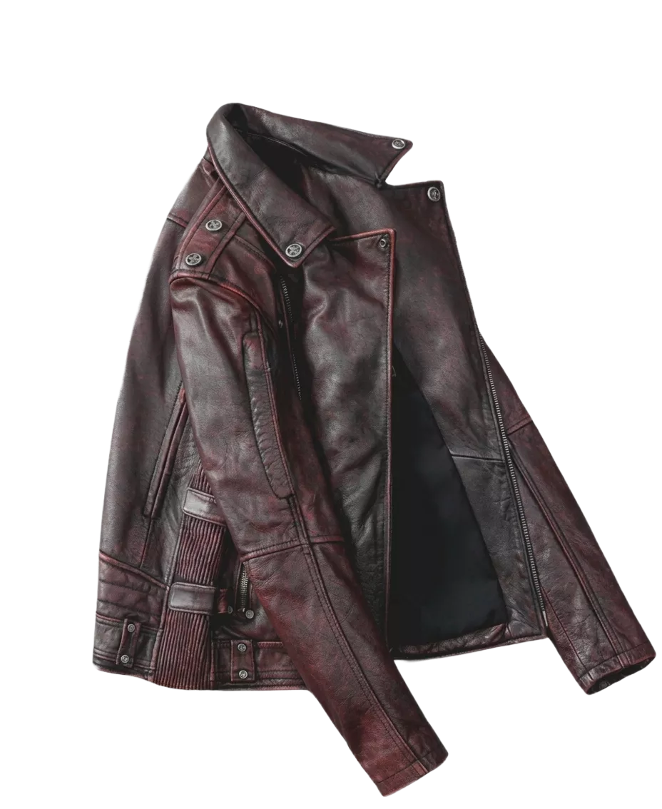 Men’s Distressed Brown Leather Biker Jacket | Vintage Moto Style