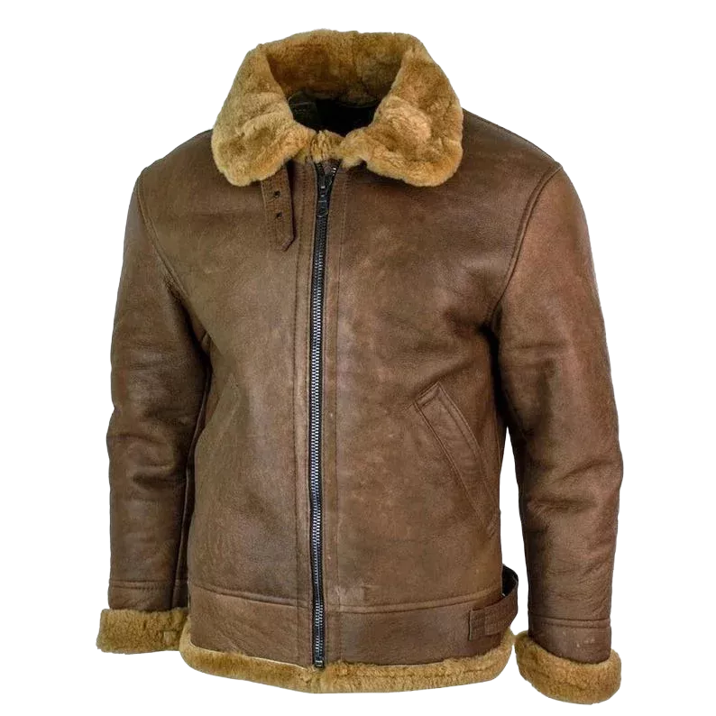Men's Shearling Aviator Jacket | Winter Warm Faux Fur Lined Bomber Coat