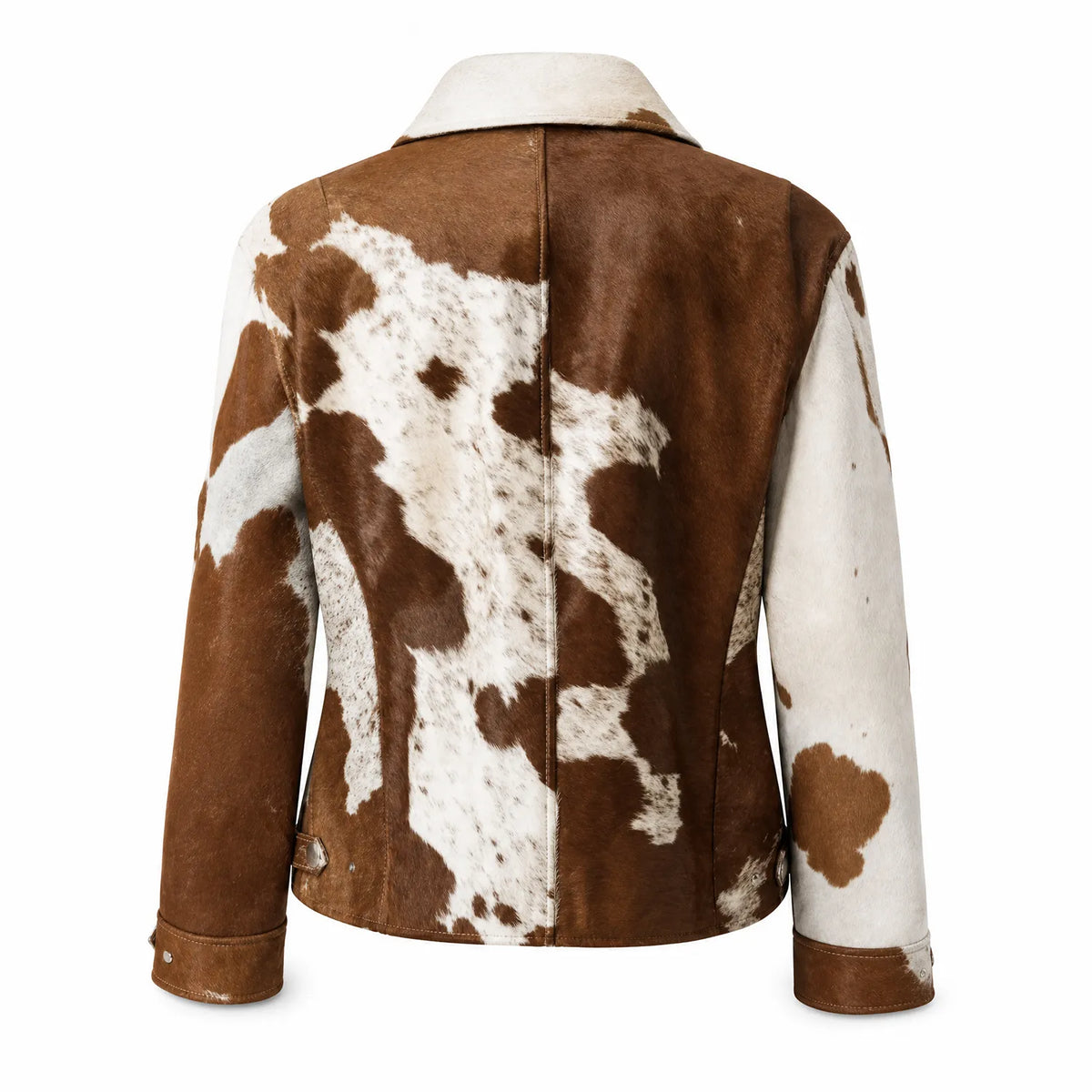 Women’s Brown & White Hair-On Cowhide Leather | Garrison Style Western Zip Jacket